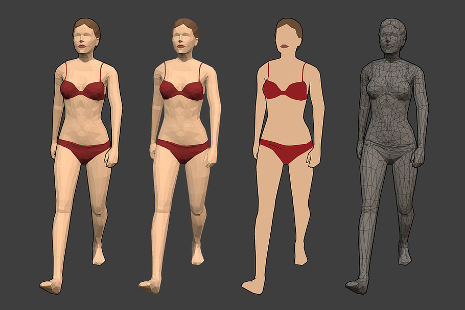 Lowpoly Rigged Female Essentials in People - product preview 5