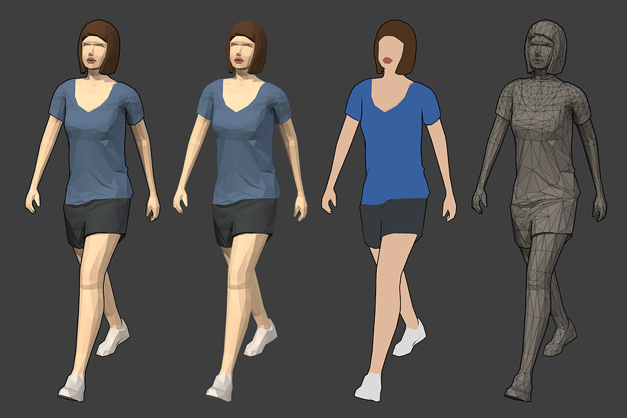 Lowpoly Rigged Female Essentials in People - product preview 6