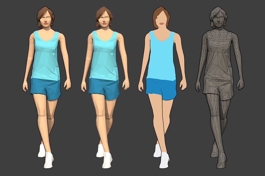 Lowpoly Rigged Female Essentials in People - product preview 7