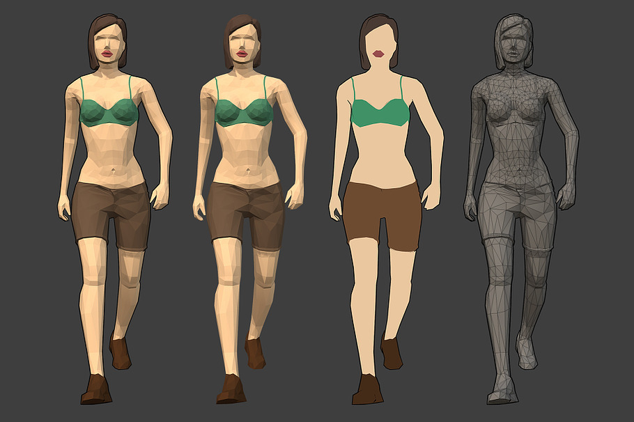 Lowpoly Rigged Female Essentials in People - product preview 8