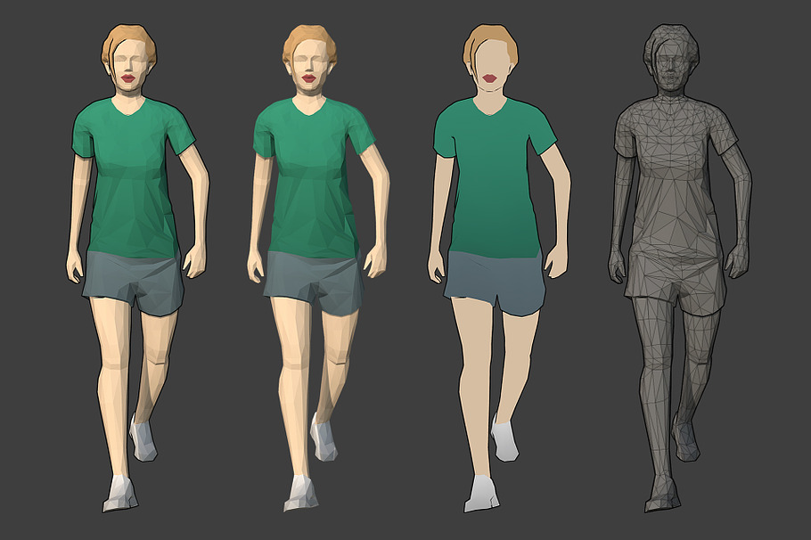Lowpoly Rigged Female Essentials in People - product preview 9