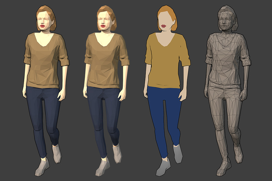 Lowpoly Rigged Female Essentials in People - product preview 10