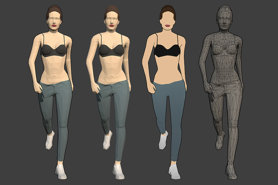 Lowpoly Rigged Female Essentials in People - product preview 11