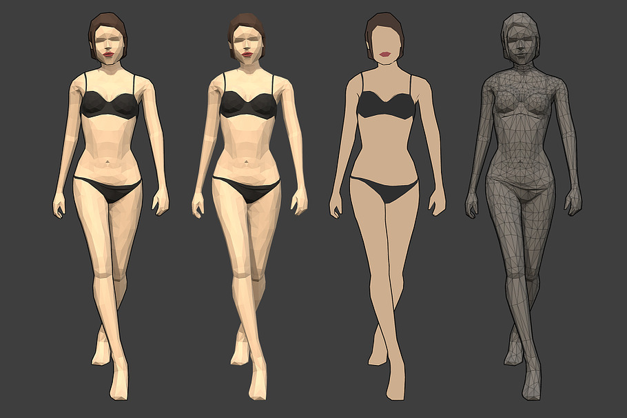 Lowpoly Rigged Female Essentials in People - product preview 12