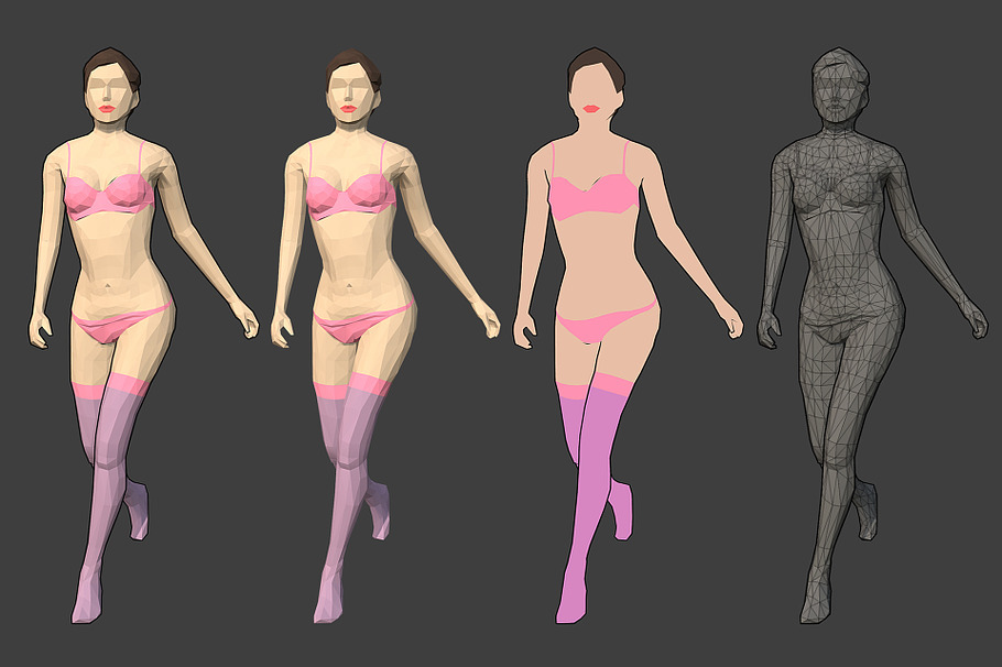 Lowpoly Rigged Female Essentials in People - product preview 13