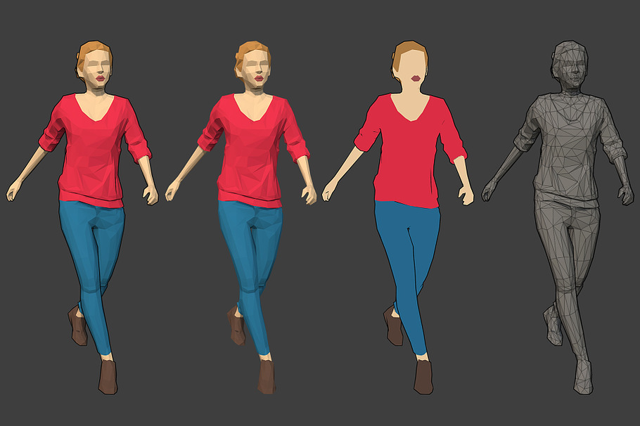 Lowpoly Rigged Female Essentials in People - product preview 14
