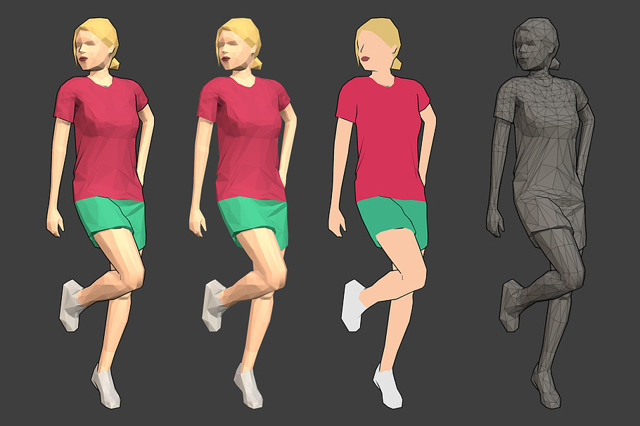 Lowpoly Rigged Female Essentials in People - product preview 15