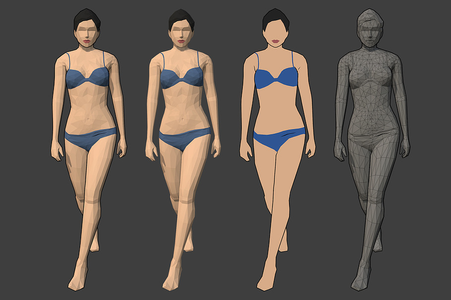 Lowpoly Rigged Female Essentials in People - product preview 17