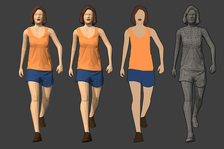 Lowpoly Rigged Female Essentials in People - product preview 18