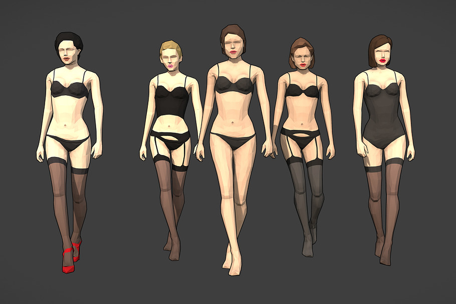 Lowpoly Rigged Female Essentials in People - product preview 19
