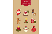 Christmas icons set. Holiday objects