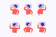Man sleeping in different poses.