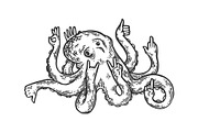Octopus animal with human hands