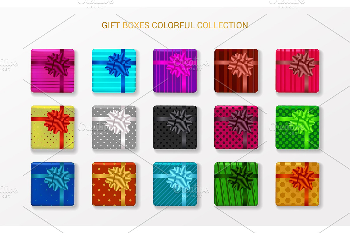 Gift boxes with patterns and bows in in Objects - product preview 8