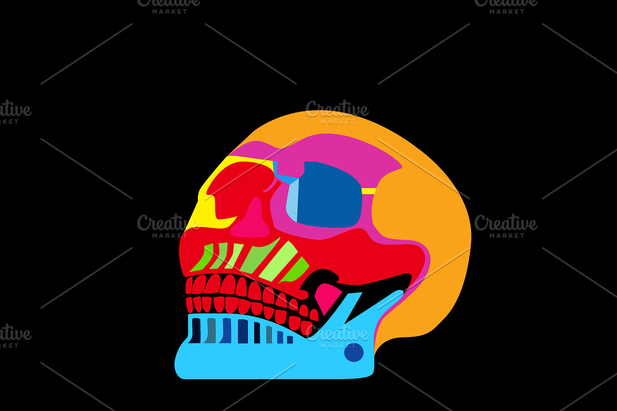 Day of the dead colorful skull icon  in Graphics - product preview 8