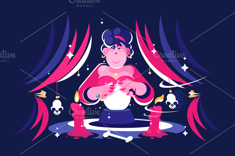 Fortune teller with magical ball in Illustrations - product preview 8