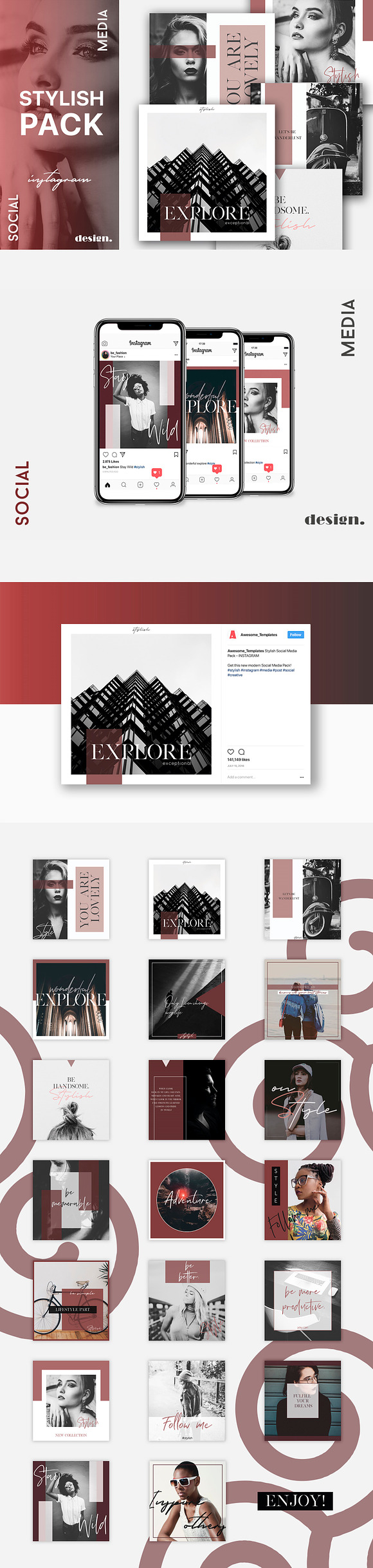 Stylish Social Media Pack  in Instagram Templates - product preview 8