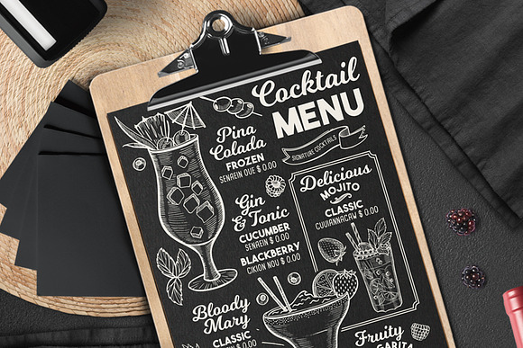 FREE! Trifold + Cocktail Menu in Brochure Templates - product preview 1