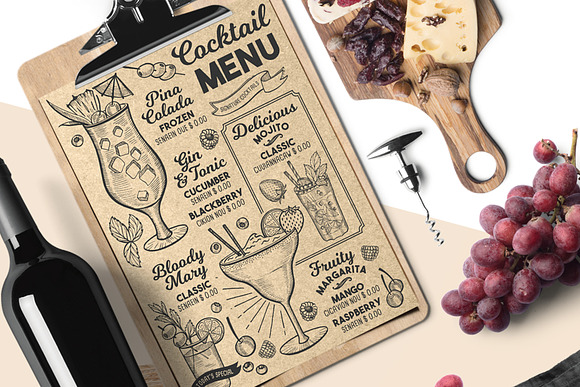 FREE! Trifold + Cocktail Menu in Brochure Templates - product preview 2