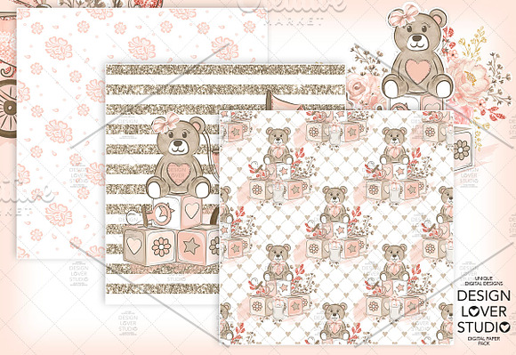 -50% Baby girl digital paper  in Patterns - product preview 4