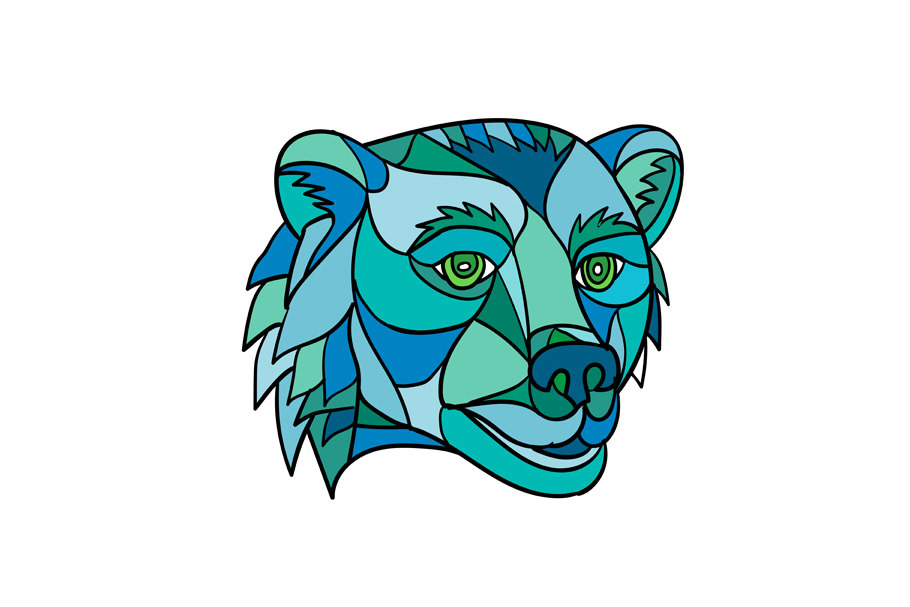 Grizzly Bear Head Mosaic