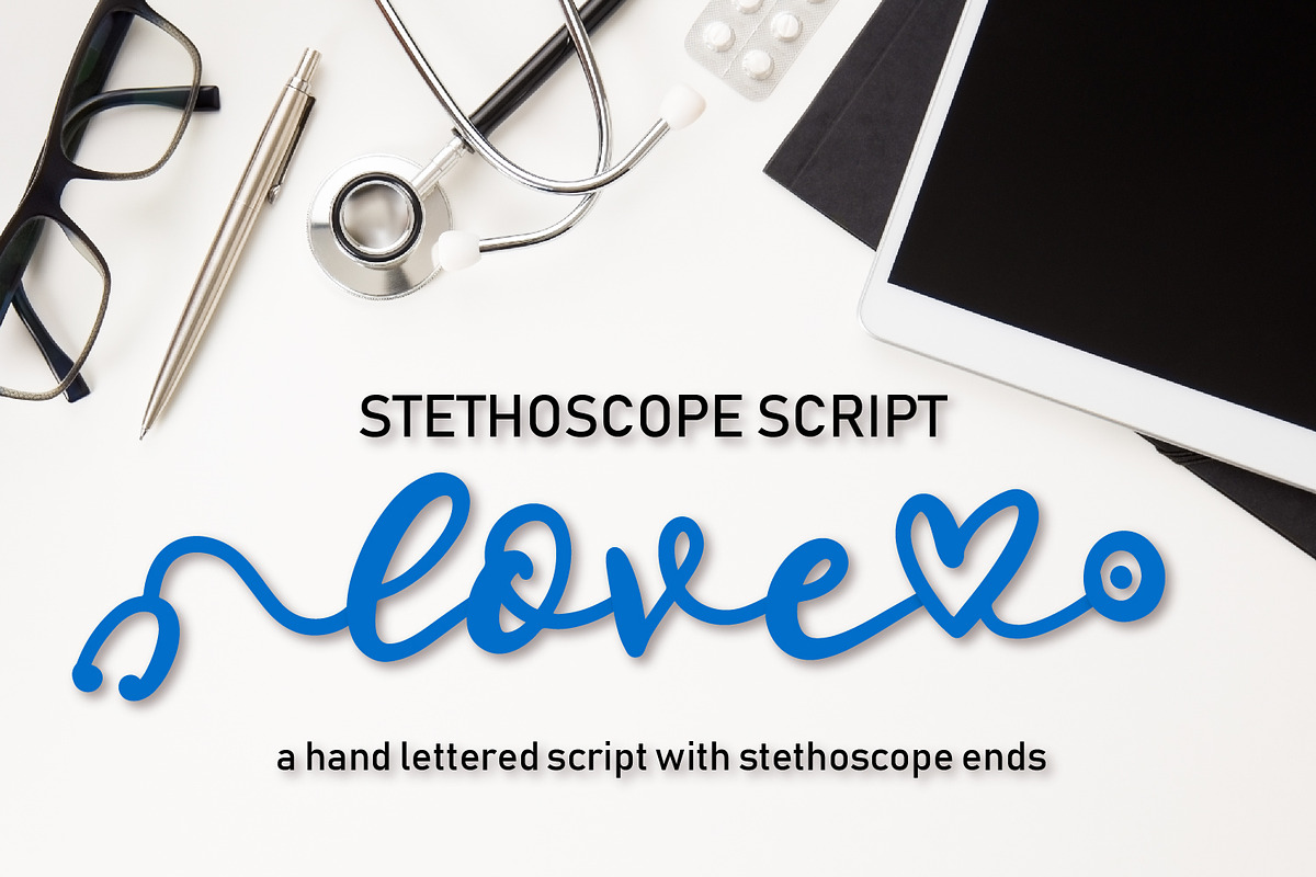 Stethoscope Script - A Nurse Font in Script Fonts - product preview 8