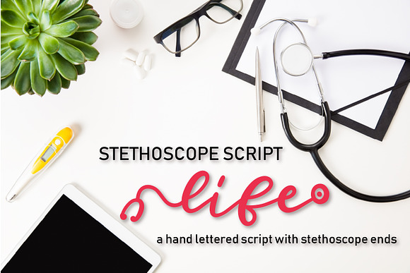 Stethoscope Script - A Nurse Font in Script Fonts - product preview 8