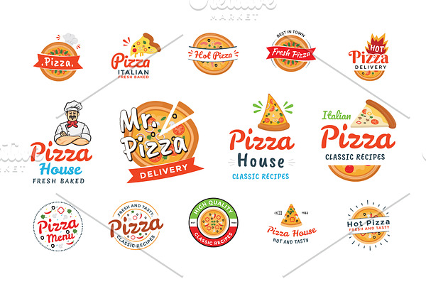 50 Pizza Italian Restaurant Logos