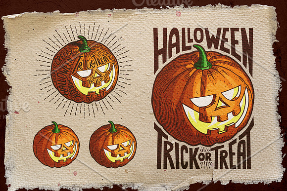 Halloween Pumpkin Engraving Style in Illustrations - product preview 2