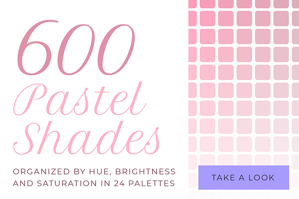 600 pastel shades color swatches