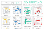 3d printing tech concept icons