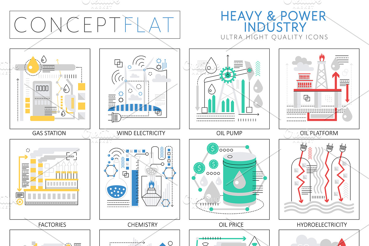 Heavy & power industry icons. in Illustrations - product preview 8