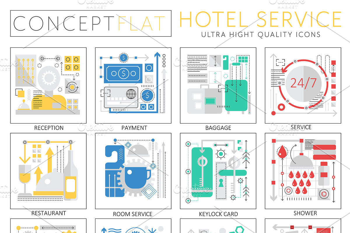 Hotel service concept icons. in Objects - product preview 8