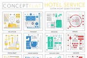 Hotel service concept icons.