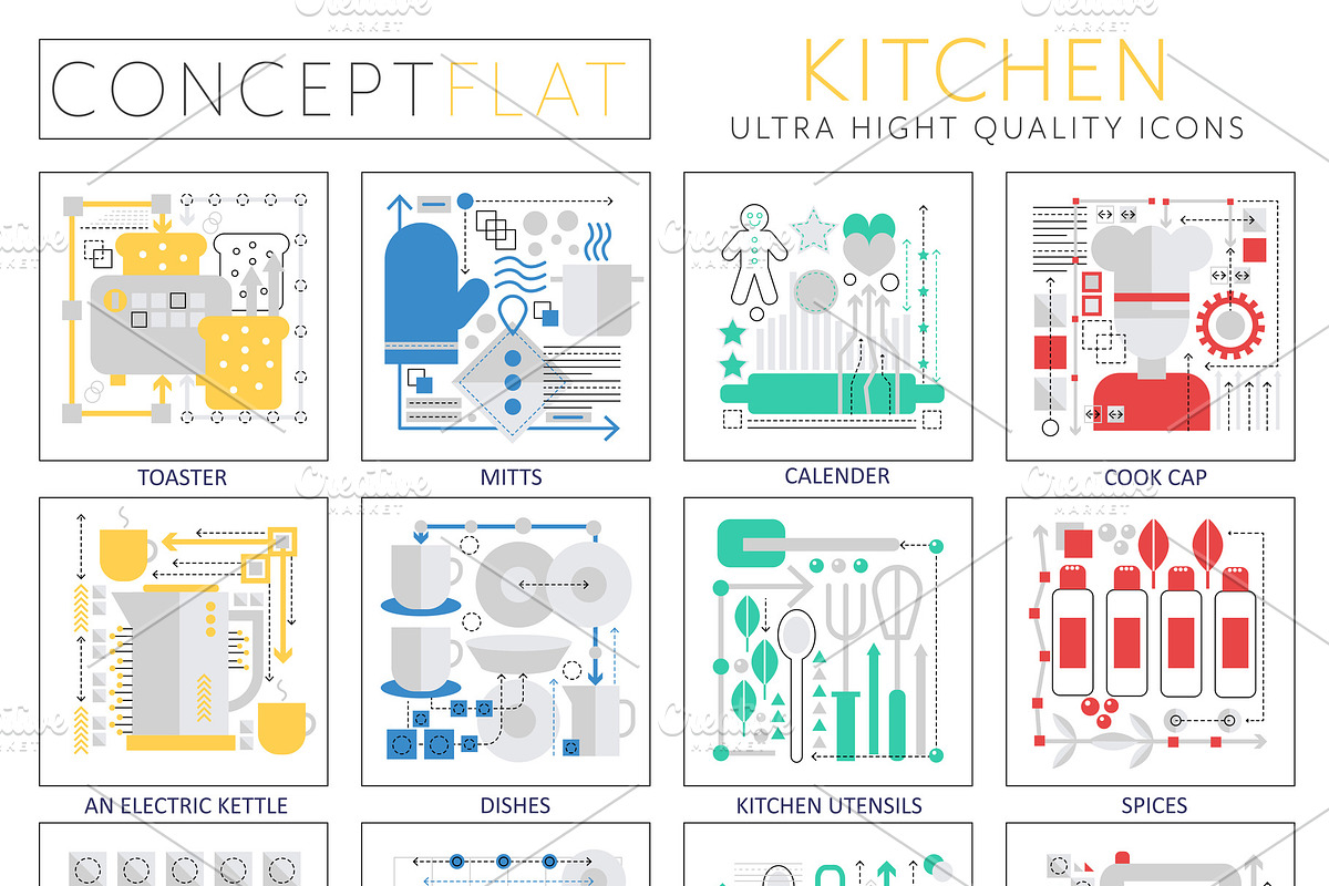 Kitchen concept icons for web in Objects - product preview 8