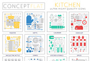 Kitchen concept icons for web