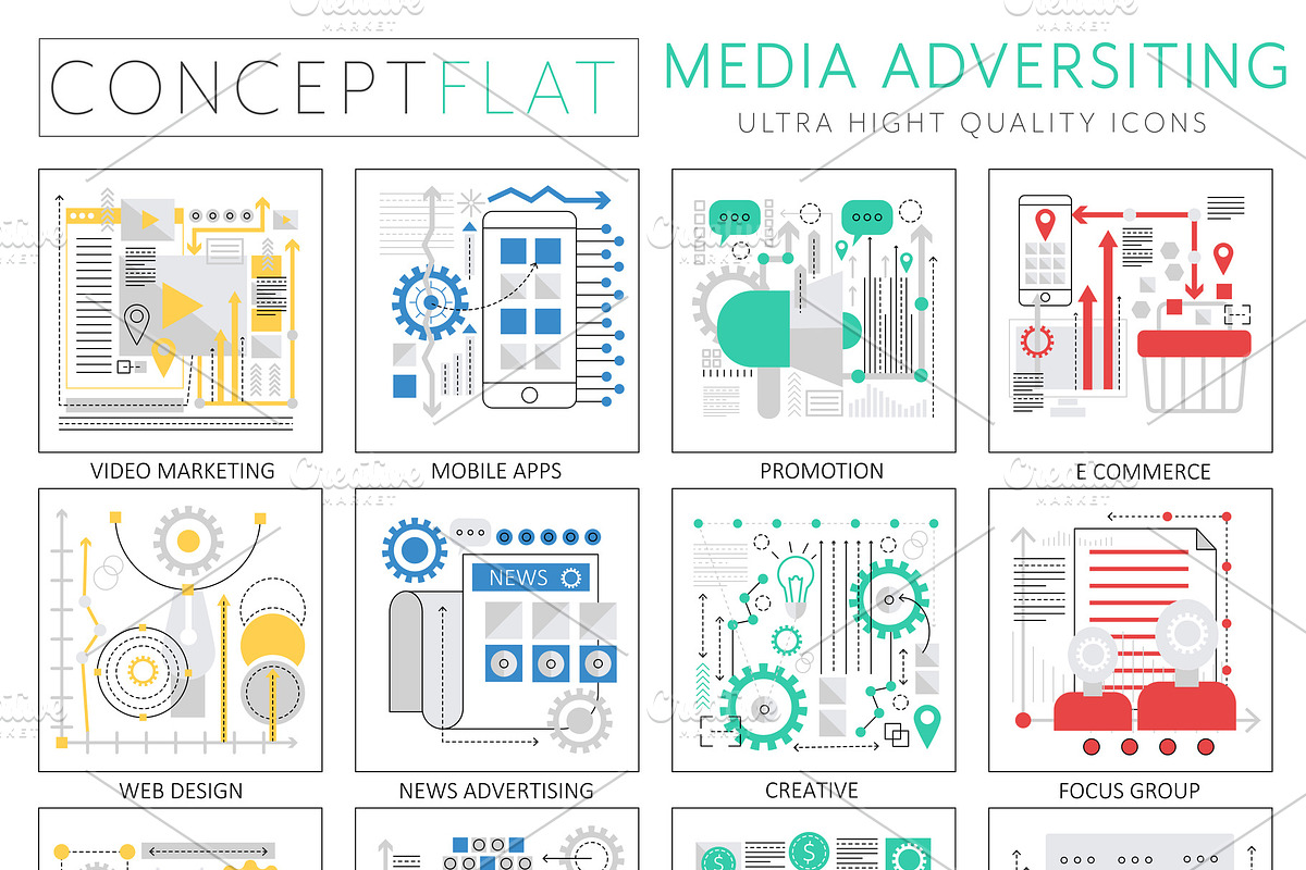 Media advertising concept icons. in Illustrations - product preview 8