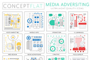 Media advertising concept icons.