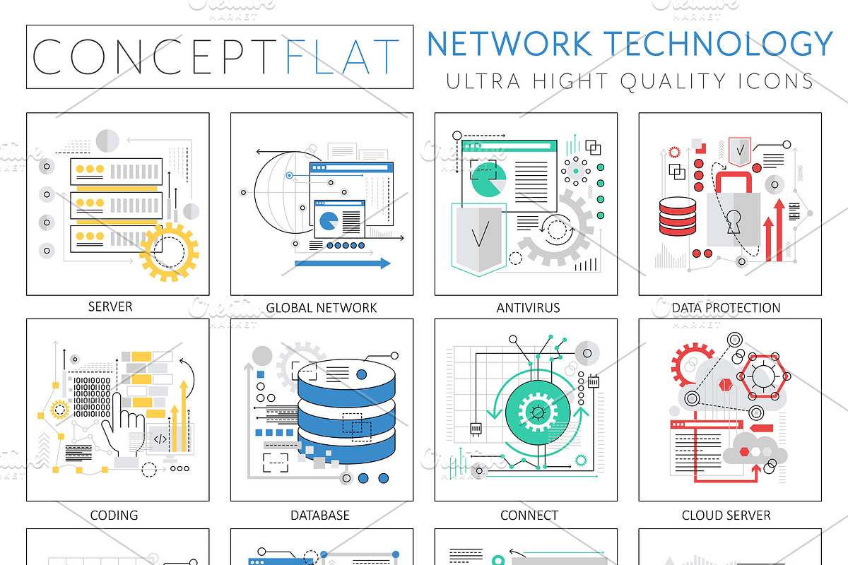 Network technology concept icons in Illustrations - product preview 8