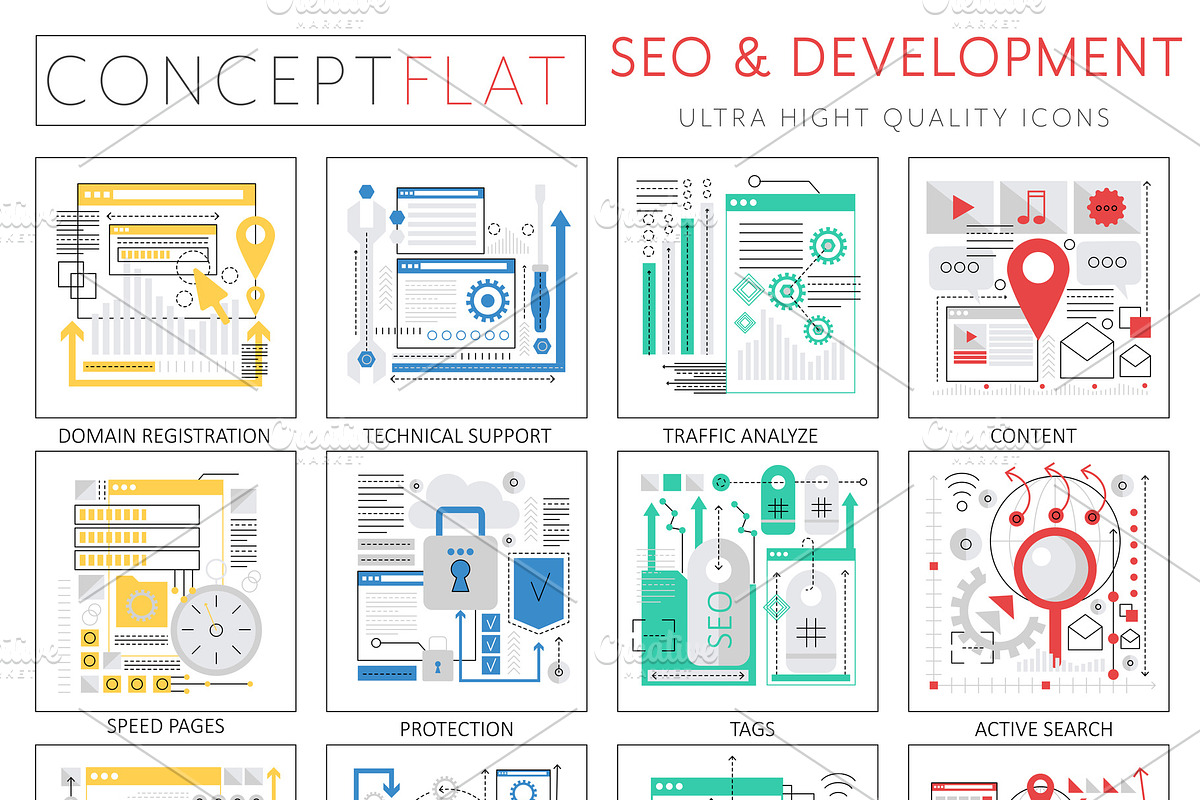 SEO development concept icons in Illustrations - product preview 8