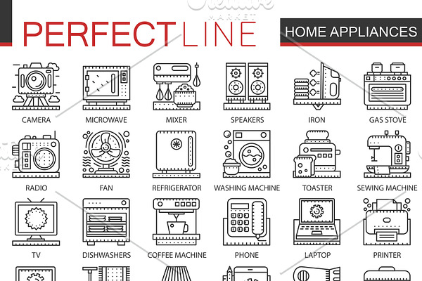 Household concept line icons