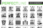 Green energy black concept icons
