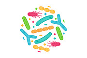 Probiotics bacteria and germs icon