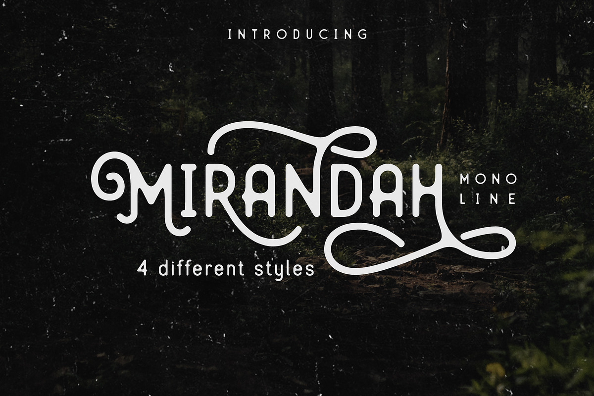 Mirandah | Monoline Font Family in Stamp Fonts - product preview 8