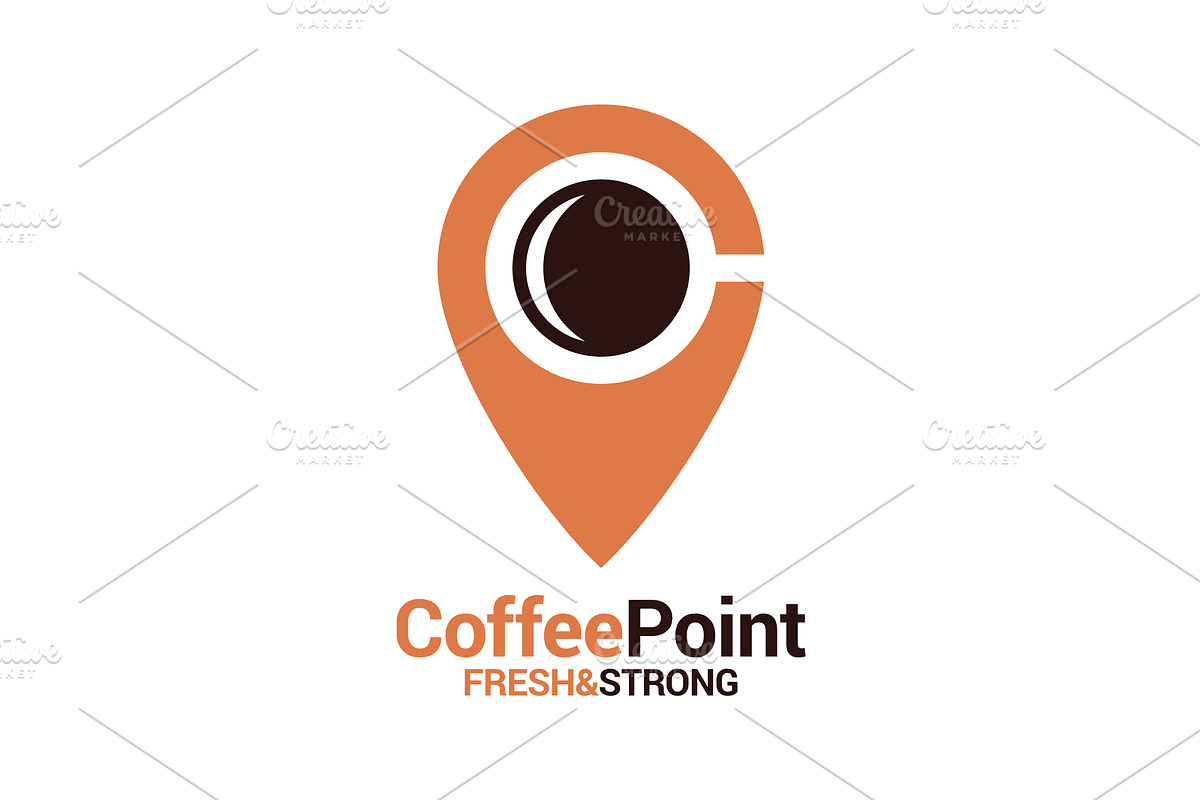Coffee point logo with coffee cup  in Illustrations - product preview 8