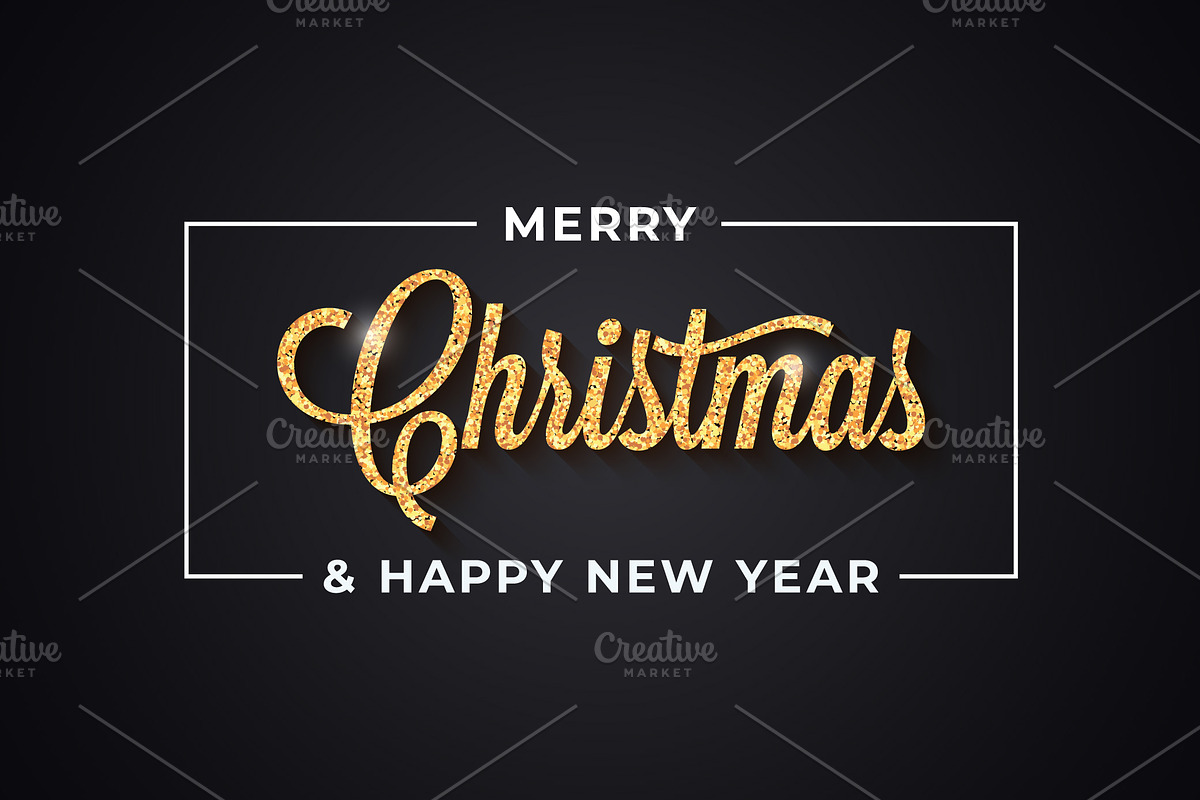 Christmas golden vintage lettering in Illustrations - product preview 8