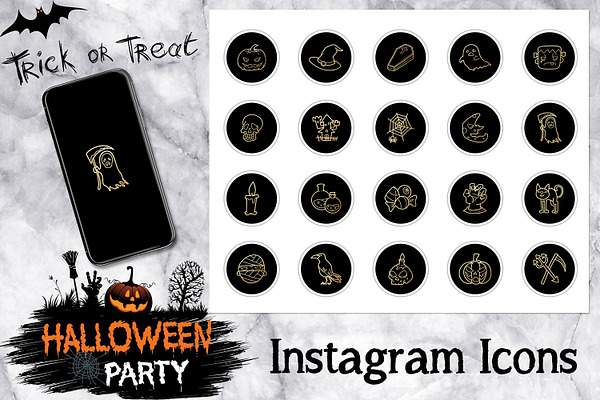 Gold Halloween Instagram Icons