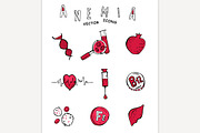 Anemia doodle icons