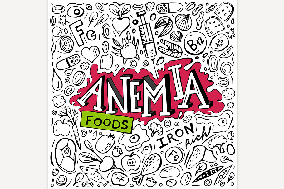 Anemia doodles background