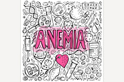 Anemia doodles background